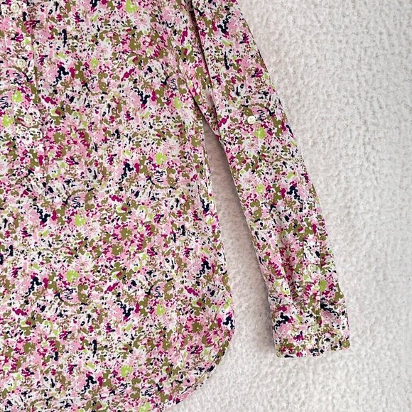 Ann Taylor Pink Floral Print Button-Up Shirt Womens Long Sleeve Collared Size 0 - Picture 3 of 13